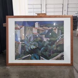 Abstract Cubist Style Framed Art Print with Wood Frame