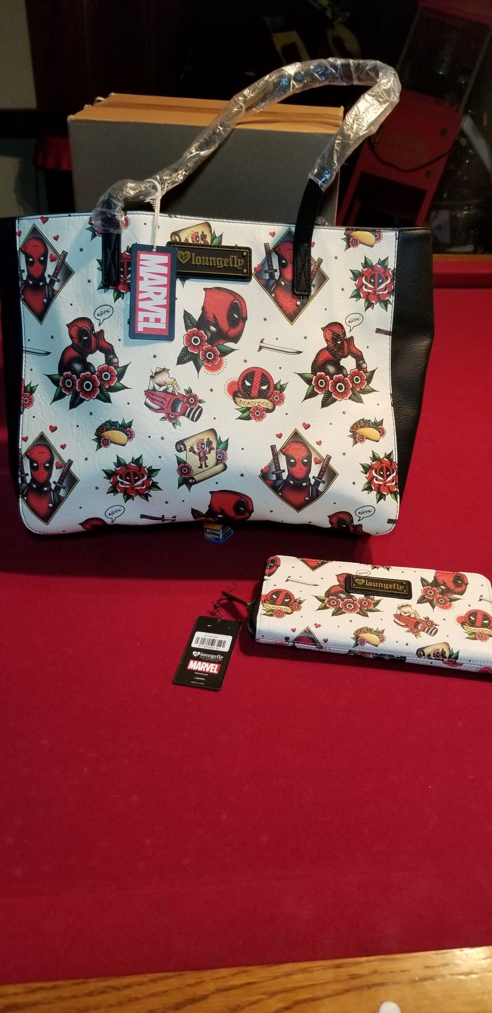 Loungefly deadpool bag and wallet