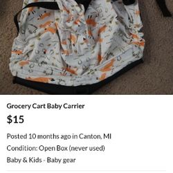 Baby Carrier Attaches To Grocery Cart So Baby Can Keep Sleeping 