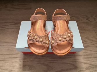 Girls Rose Gold Glitter Flower Sandals 6T