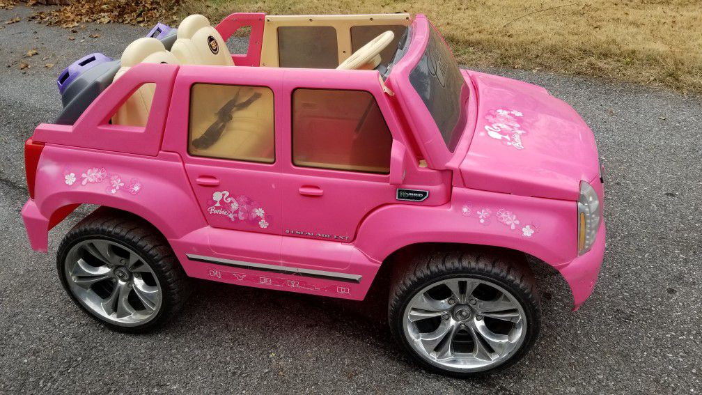 Barbie Pink Cadillac Escalade EXT Power Wheels Electric Toy Car
