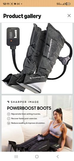 Sharper Image Powerboost Boots, Air Compression, Size L/XL, Enhance and Speed Up Recovery, 5 Intensity Levels, Intuitive Controls, Easy Storage, Fits