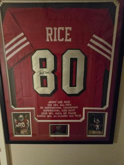 Signed Certified  Frame Jerry Rice Jersey