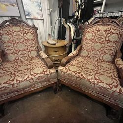 $50 OBO Vintage RAW-PAULL Arm Chairs Circa 1983 Style Inspired After Louis XIV French Arm Chairs Carved From Walnut