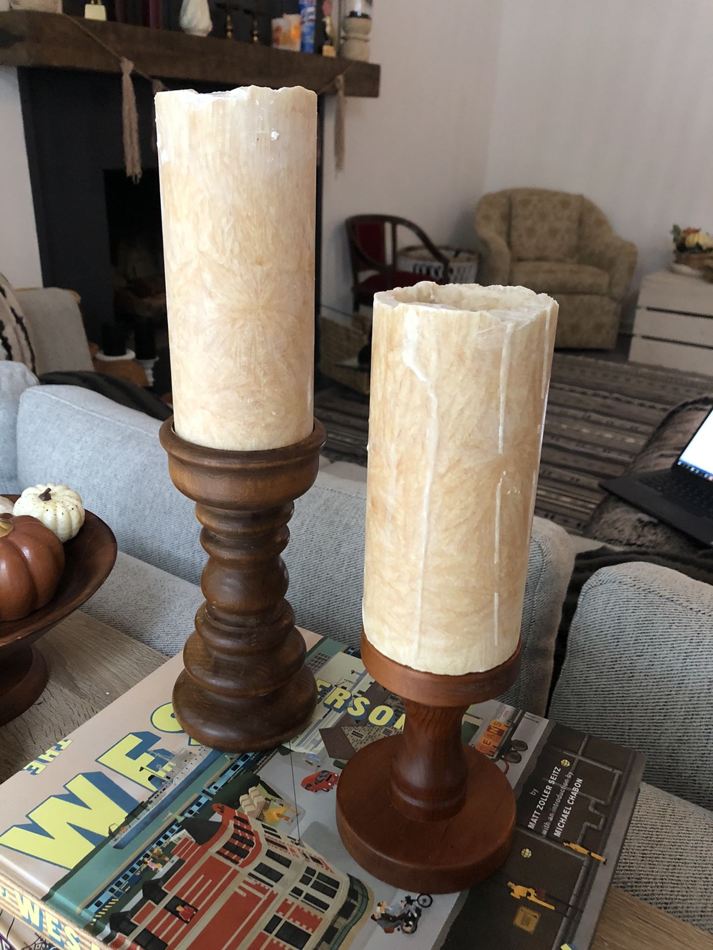 Natural Wood Pillar Candleholder - mid Century Modern- vintage boho