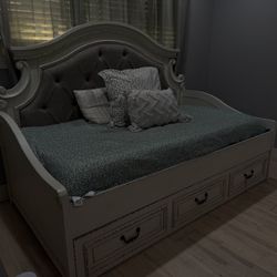 Ashley Rustic Farm Style Twin Bed With Storage(mattress Is Included)