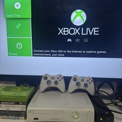Xbox 360 With Games And Controllers