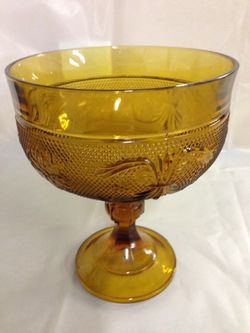 Vintage Amber Glassware-Footed Fruit/Candy Bowl