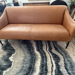 Mid Century Real Leather Couch