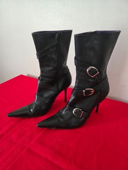 Black Leather Boots Woman's 9M