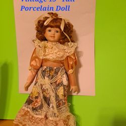 15" Tall Vintage Porcelain Doll 