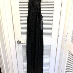 Black Sequin Halter Dress