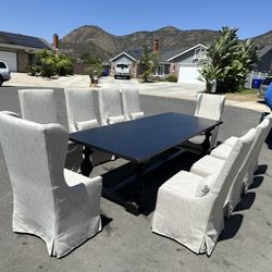 Restoration Hardware Large Dining Table & Dining Chairs