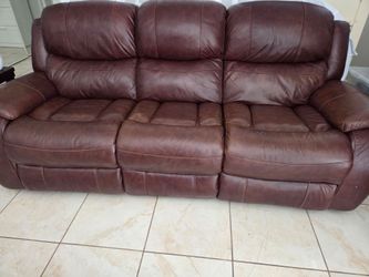 Sofa Recliner and 2 Recliners Brown leather
