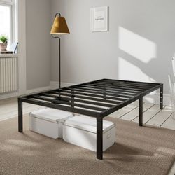 Twin Size 14'' Metal Platform Bed Frame with Ample Under-bed Storage Space, Black