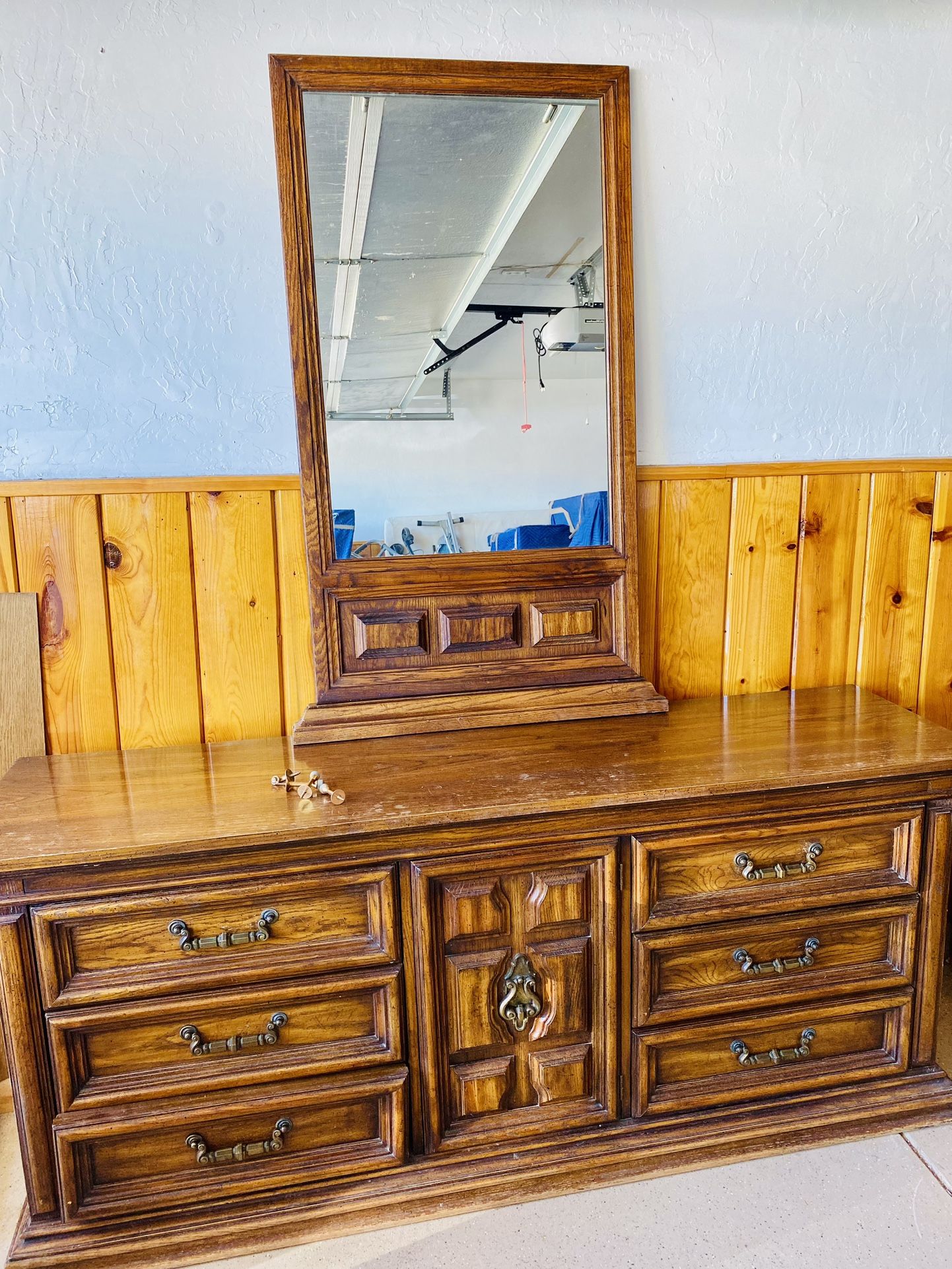 Solid Wood Dresser And Mirror 