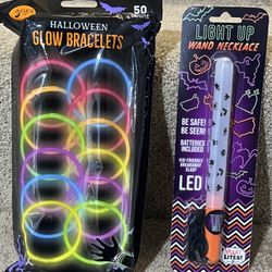 51 Pcs LED Bracelets & Wand Necklace Glow in Dark Halloween Party Supplies