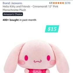 New!! Hello Kitty Cinnamoroll 12 Inch