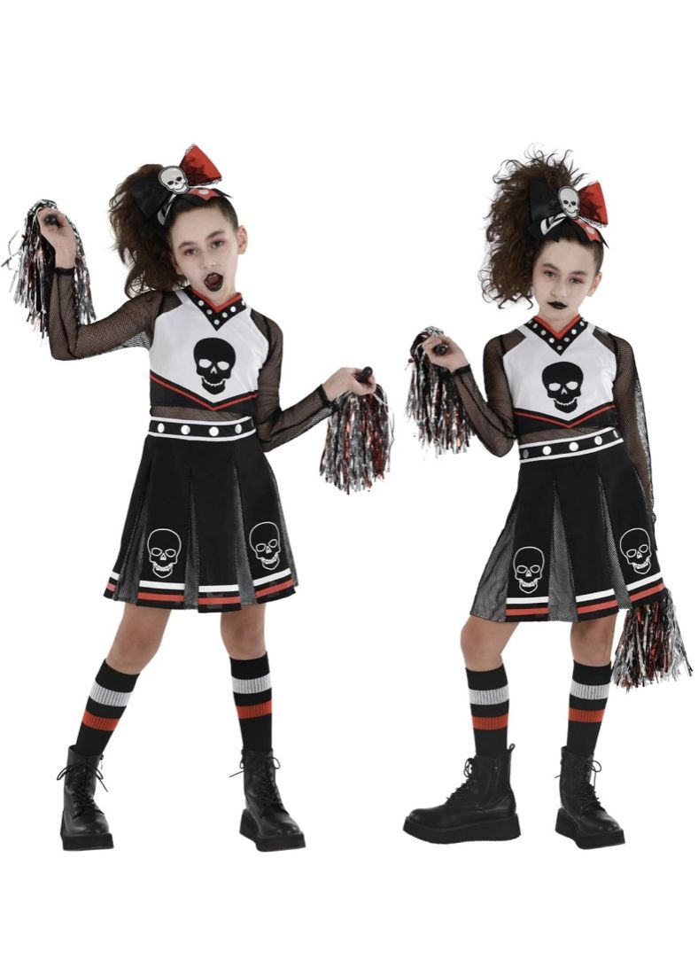 Emo/Goth Cheerleader Kids Halloween Costume 