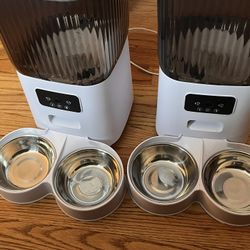 Two double pet feeders
