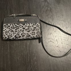 Women's Black And Gray Leopard  Purse 