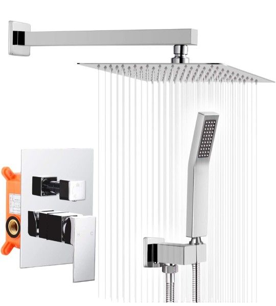 10inch Bathroom Luxury Rain Mixer Shower Combo Set New