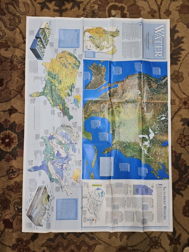 National Geographic Original Nov 1993 Map Of Precious Resource Water