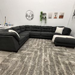 Black Sectional Couch - Free Delivery 