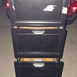 Wood 4-Drawer Vertical File Cabinet Black 54"x18"x18". Top drawer with keys.
