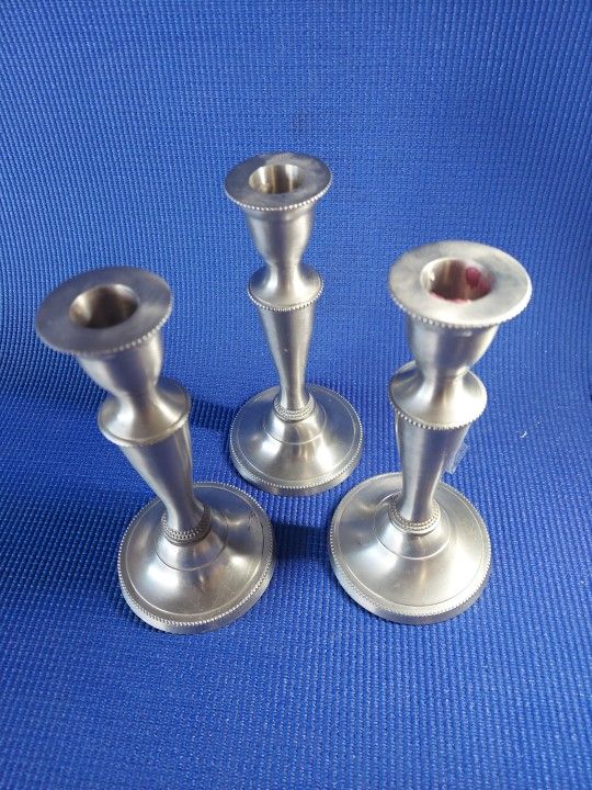 Pewter Candle sticks Set Of 3ll