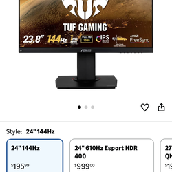 ASUS TUF gaming monitor 144hz