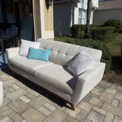 Mid Century Modern Sofa Cream Colored
