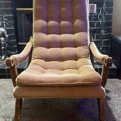 Wooden Campeche chair with upholstered cushions