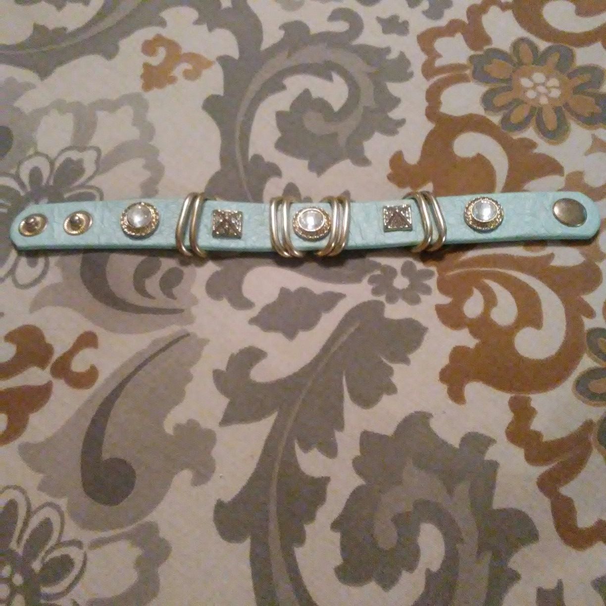 Leather jeweled bracelet