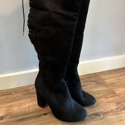Women’s Boohoo Black Over The Knee Boots Size 6