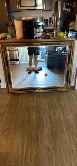 Large Ornate Gold and Green Framed Mirror