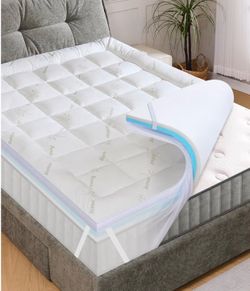 4-Inch Bamboo Cooling Memory Foam Mattress Topper – 2-in-1 Dual Layer (Queen)