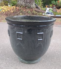 Beautiful Large Green Glazed Flower Pot
