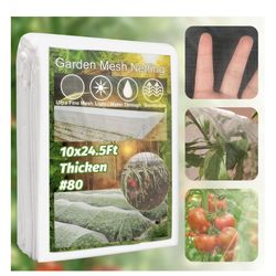 10X24.5Ft Garden Netting Pest Barrier, 80 Mesh Ultra Fine for Protection, Vegetables, Flowers, Crops, Fruit Trees, Insect & Plant Cover
