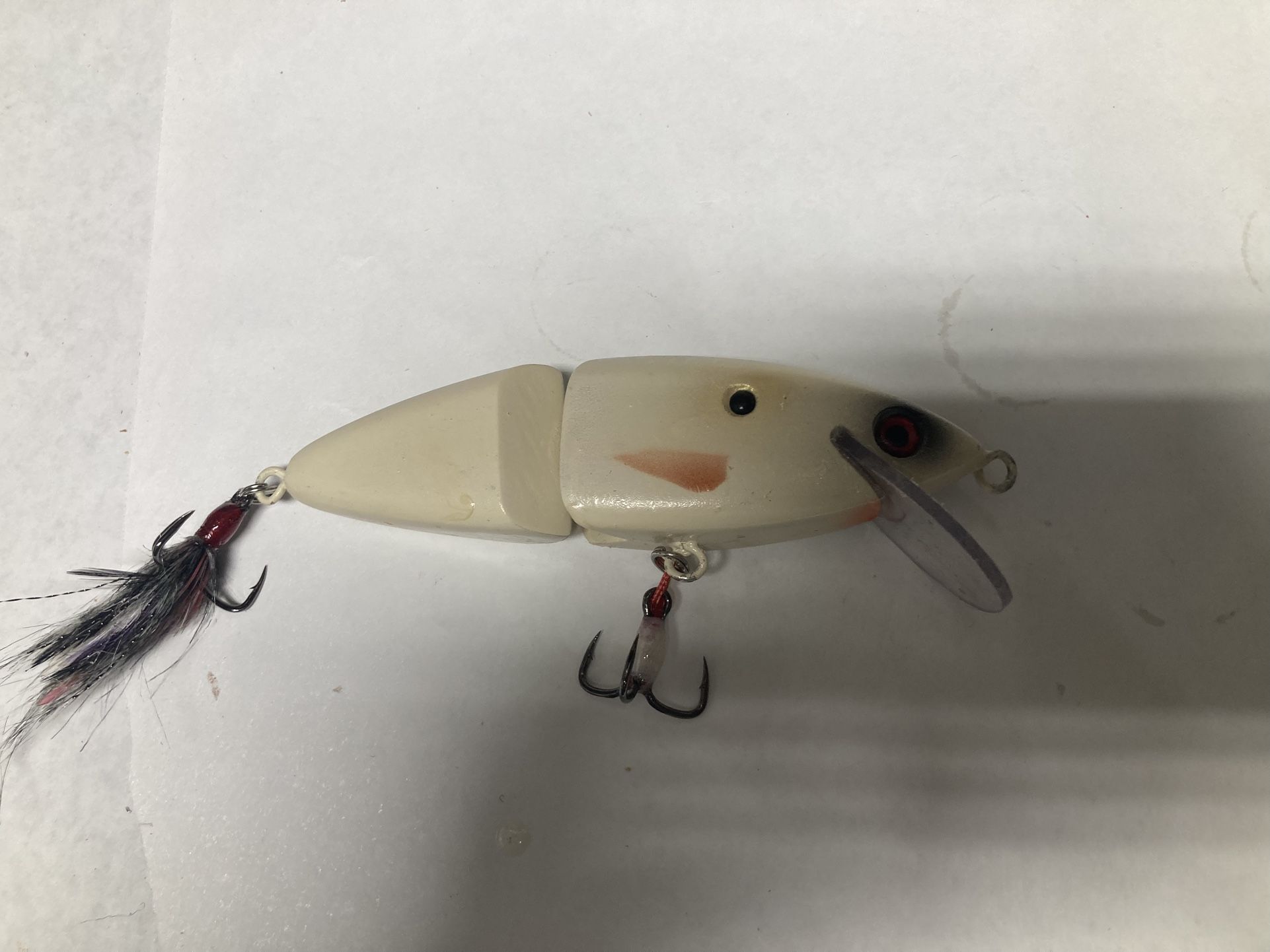 5.5”inch Jointed Crankbait In Bone Color. Handmade Wooden Fishing Lure.