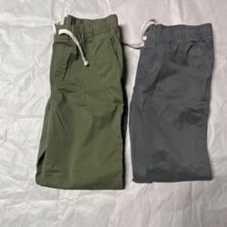TWO PAIRS OF CAT AND JACK BOYS SIZE 18 STRAIGHT FIT WOVEN PULL UP PANTS 