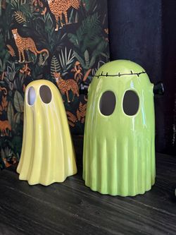 Ceramic Halloween Ghost Figurines Set of 2