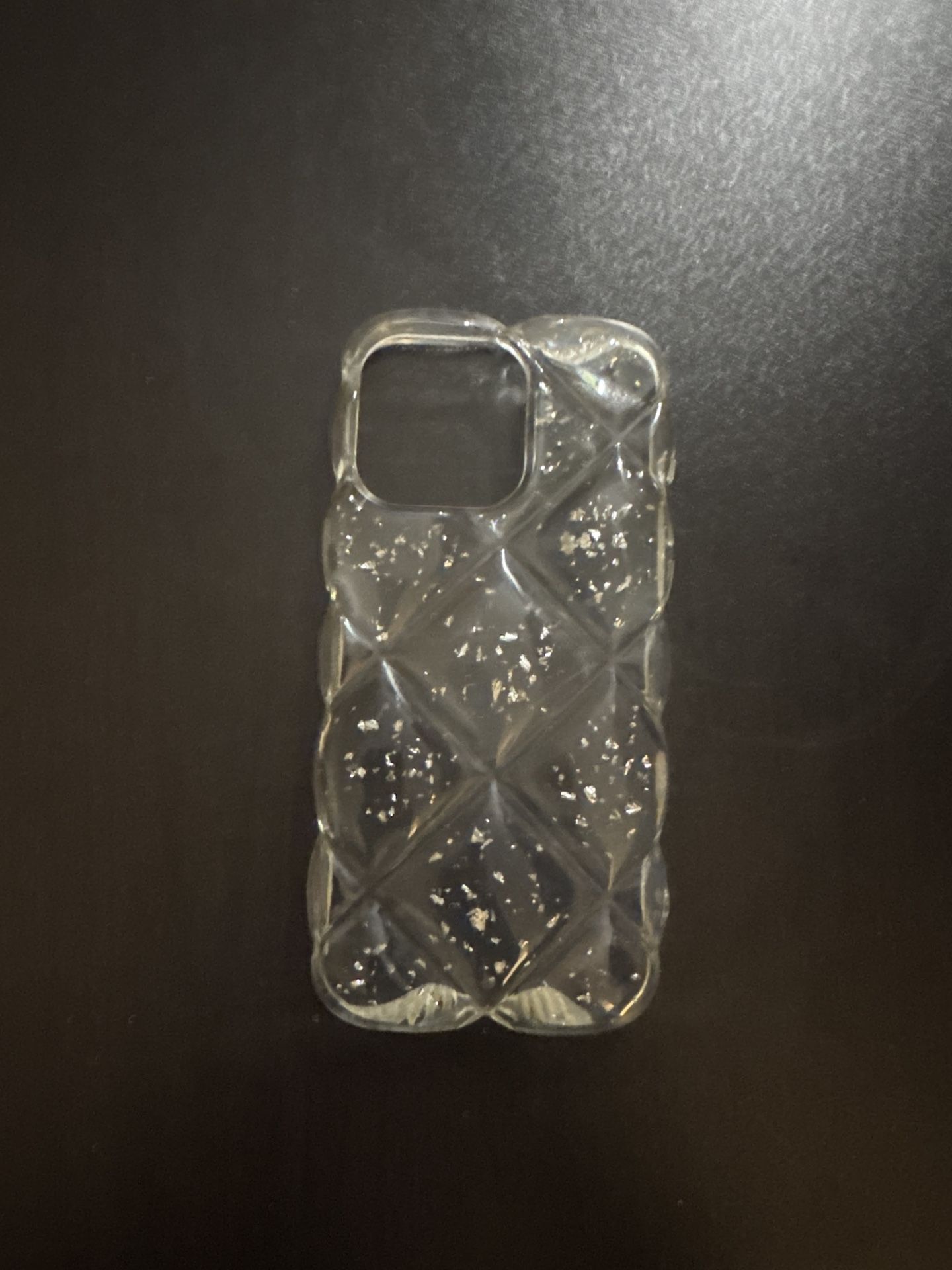 Clear Quilted iPhone 15 Pro Max Case with Glitter Accents