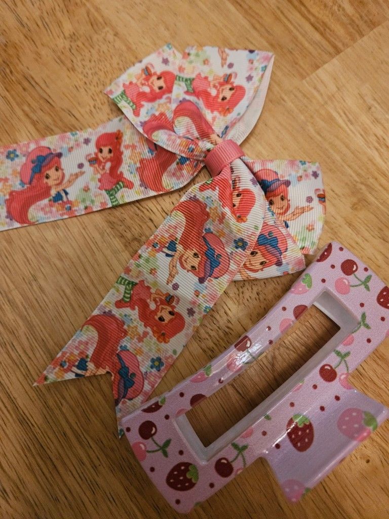 Strawberry Shortcake Bows Hair Clips