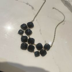 Super Cute Chunky Necklace Gold With A Bunch Of Large Black Stones Diamond Cut