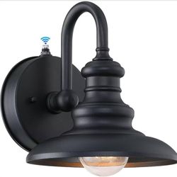 Dusk to Dawn Sensor Outdoor Wall Sconce Black Exterior Gooseneck