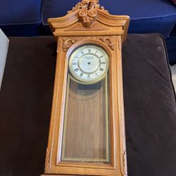 antique strausbourg manor quartz west minister wall clock, missing pendulum 