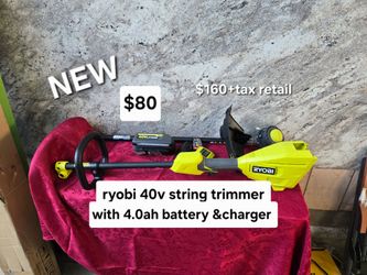 New ryobi 40v string trimmer with 4.0ah battery and charger $160+tax retail