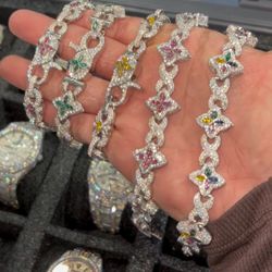 VVS Moissanite Iced Tennis Bracelet + Stud Earrings Set