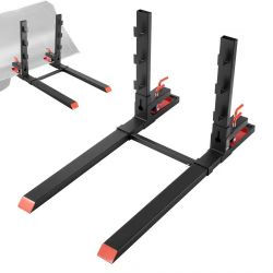 88]Pallet Forks, 4000 lbs Clamp on Pallet Forks, 60-Inch Total Length Heavy-Duty Tractor Fork with Anti-Tilt Bar & Adjustable Stabilizer Bar, Fit for 